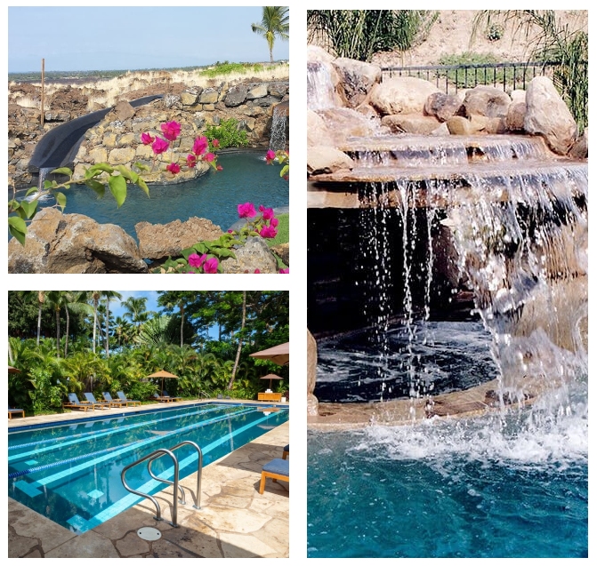 Kona landscaping for pools, Hawaii. Landscape pool design.